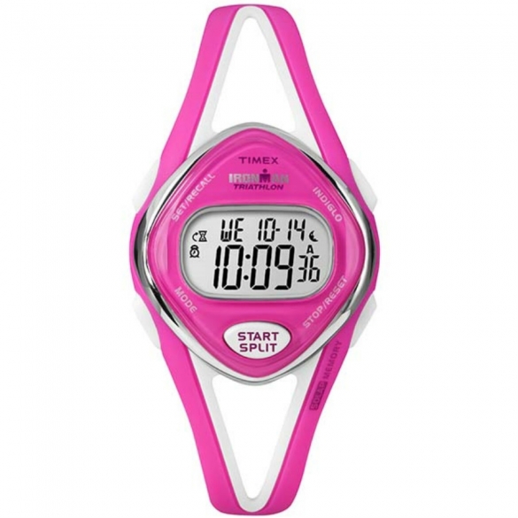 Timex Ironman Stoppuhr Sleek 50 lap mid size neon roze T5K655 00460977Voorraad